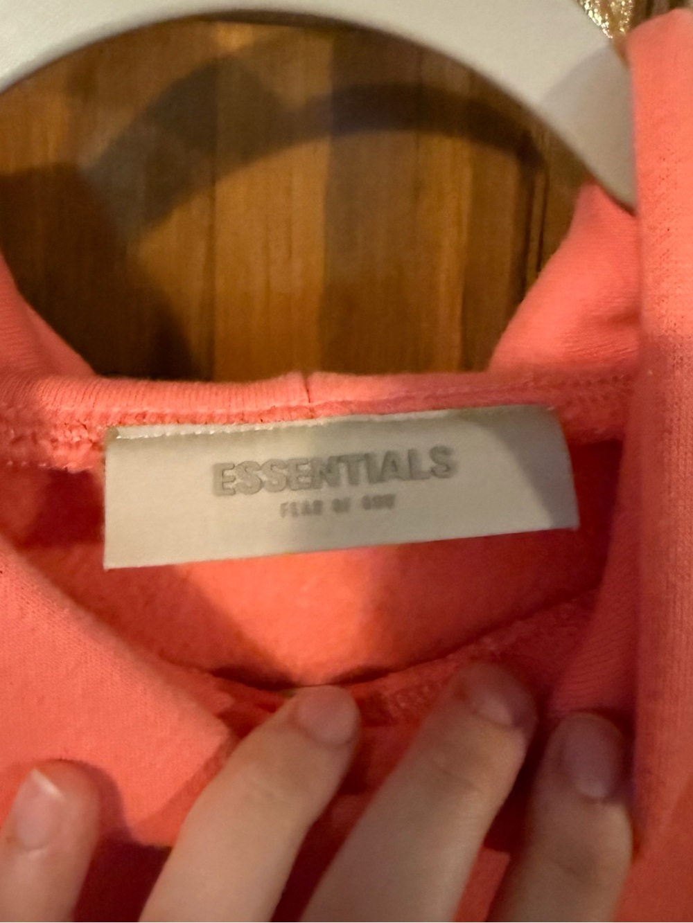 Essentials Coral-Orange Logo Pullover - Picture 5 of 6
